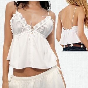 Zara White Ruffled Camisole NWT Size S